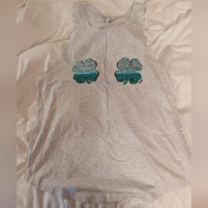 PINK Victoria's Secret Gray Tank Top with Green Shamrocks